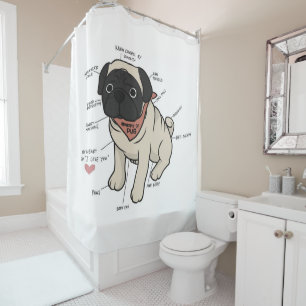 Anatomy Of Pug Dog Chart Shower Curtain