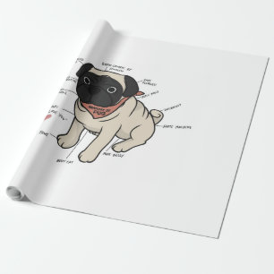 Anatomy Of Pug Dog Chart Wrapping Paper