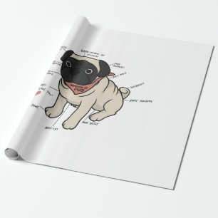 Anatomy Of Pug Dog Chart Wrapping Paper
