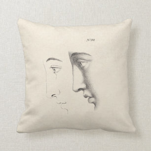 Anatomy of the Human Face Antique French Style Cushion
