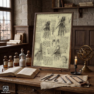 Anatomy of the Human Hand by Leonardo da Vinci Poster