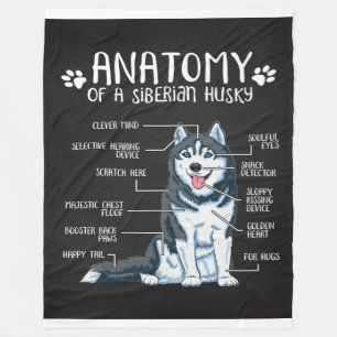 Anatomy Siberian Husky   Funny Gifts Husky Owner Fleece Blanket