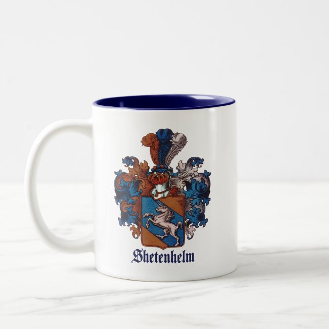Ancestral Family Crest for Shetenhelm Two-Tone Coffee Mug (Left)