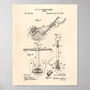 Anchor 1892 Patent Art Old Peper Poster