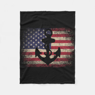 Anchor 4th Of July Gift American Flag - Boat Saili Fleece Blanket