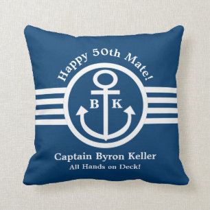 Anchor 50th Birthday Nautical Theme Cushion