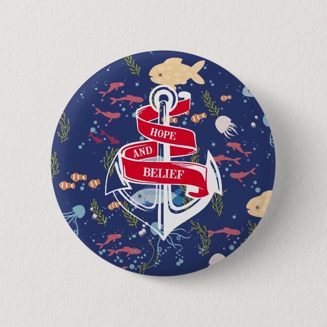 Anchor 6 Cm Round Badge (Front)
