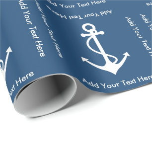 Anchor and Custom Text Sailor Birthday Wrapping Paper