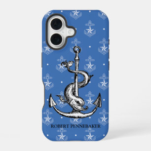 Anchor and Dolphin Nautical Theme iPhone 16 Case