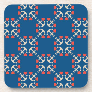 Anchor And Heart Pattern Coaster