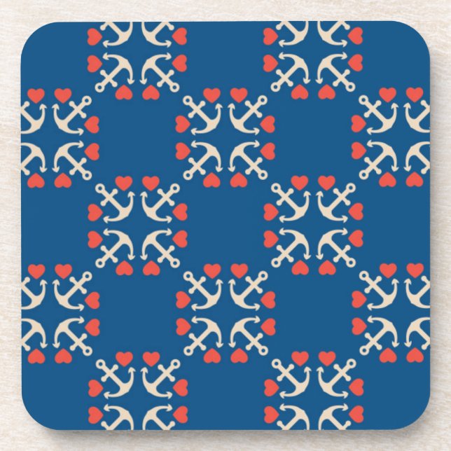 Anchor And Heart Pattern Coaster (Front)