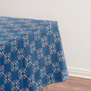 Anchor And Heart Pattern Tablecloth
