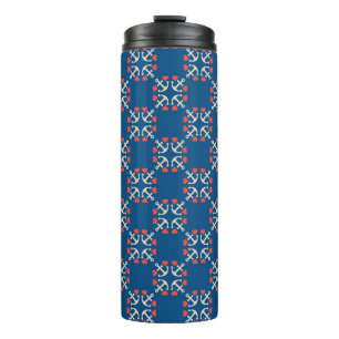 Anchor And Heart Pattern Thermal Tumbler