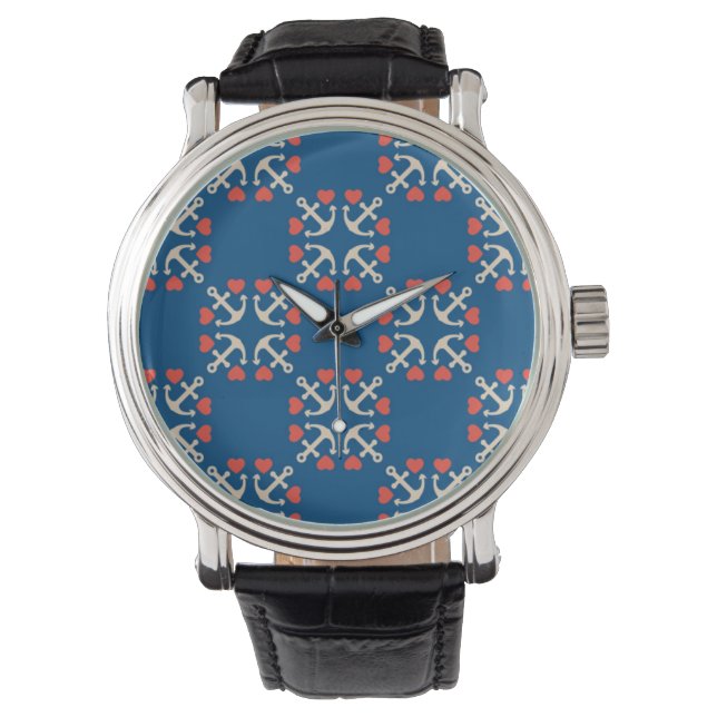 Anchor And Heart Pattern Watch (Front)