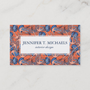 Anchor And Jellyfish Pattern Business Card