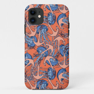 Anchor And Jellyfish Pattern iPhone 11 Case