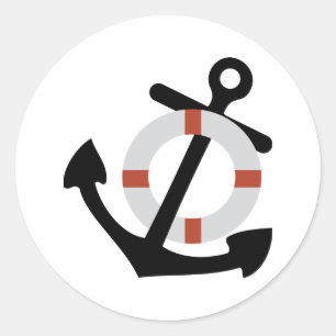 anchor and lifesaver classic round sticker