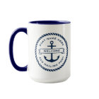 Anchor and rope boat name hailing port welcome