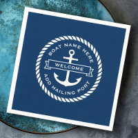 Anchor and rope boat name hailing port welcome