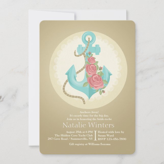 Anchor and Roses Invitation (Front)