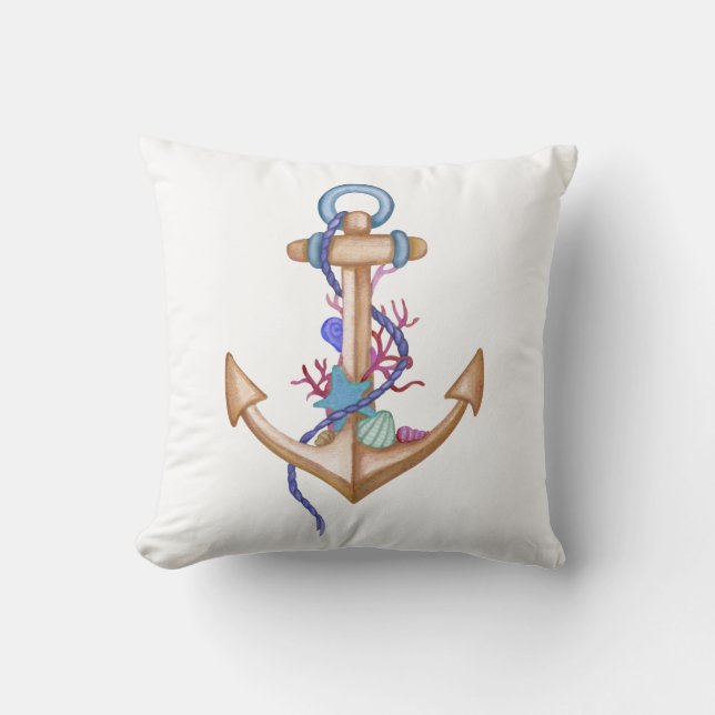Anchor and Sea Shell Pillow (Front)
