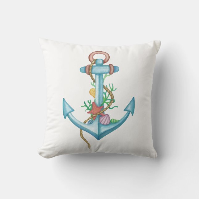 Anchor and Sea Shell Pillow (Front)