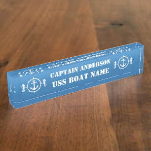 Anchor and Seahorse Captain and Boat Nameplate
