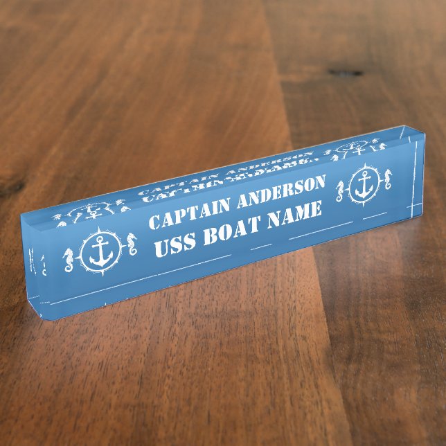 Anchor and Seahorse Captain and Boat Nameplate (Side)