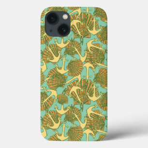 Anchor And Shells In Vintage Style Pattern iPhone 13 Case