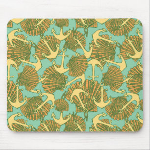 Anchor And Shells In Vintage Style Pattern Mouse Pad