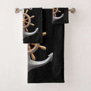 Anchor and Ship's Wheel  Bath Towel Set
