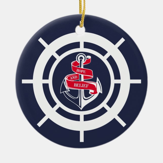 Anchor and steering wheel ceramic ornament (Front)