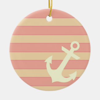 Anchor and Stripes Ceramic Ornament