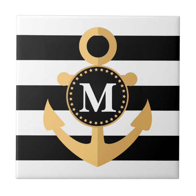 Anchor and Stripes Ceramic Tile (Front)