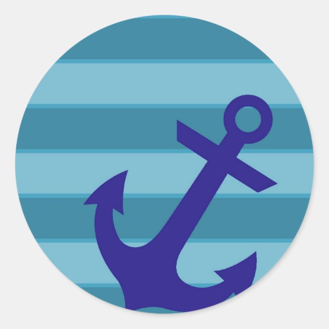 Anchor and Stripes Classic Round Sticker (Front)