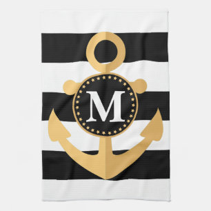 Anchor and Stripes Tea Towel