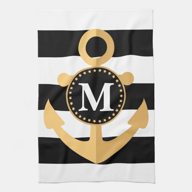 Anchor and Stripes Tea Towel (Vertical)