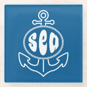 Anchor And The Sea Glass Coaster
