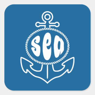 Anchor And The Sea Square Sticker