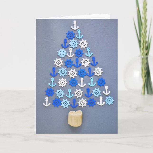 Anchor and Wheel Christmas Tree Card (Front)
