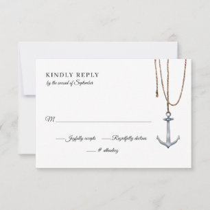 Anchor Away Rope Wedding  RSVP Card