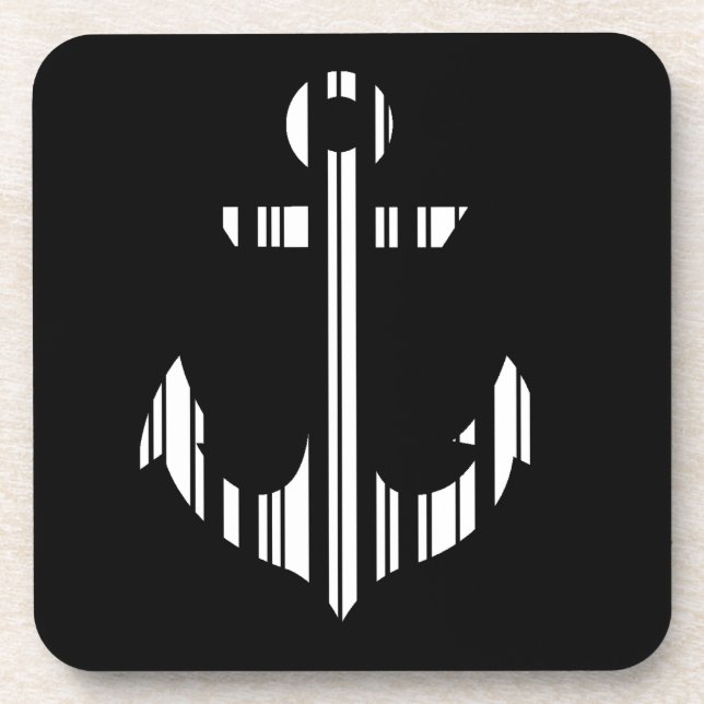 ANCHOR BAR CODE Boat Barcode Pattern Design Coaster (Front)