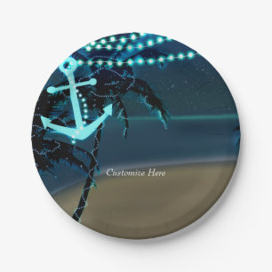 Anchor Beach Lights & Palm Trees Wedding Plates