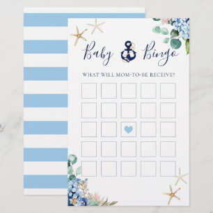 Anchor Beach Nautical Floral Baby Shower Bingo