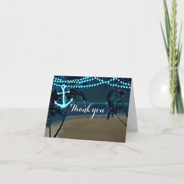 Anchor Beach Palm Trees & Lights Thank You Card (Front)