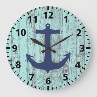 Anchor Beach  Shabby Chic Large Clock