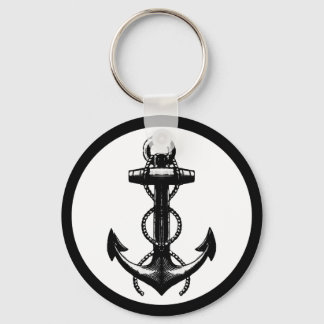 Anchor black and white key ring