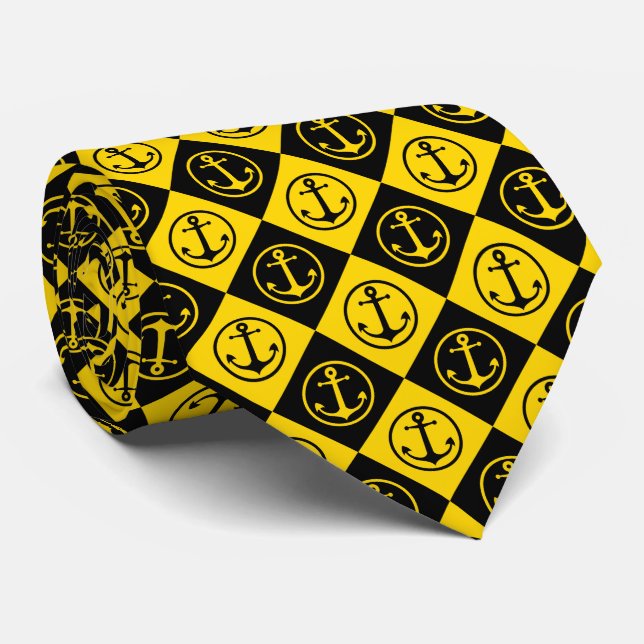 Anchor (Black Gold Colour) Pattern Tie (Rolled)