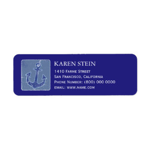 anchor blue nautical return address label