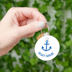 Anchor Blue Personalised Your Boat Name Key Ring